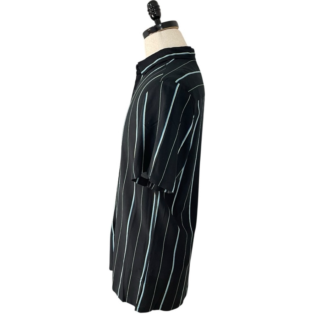 ASOS Design Stripe Oxford Shirt Black - Picture 2 of 7